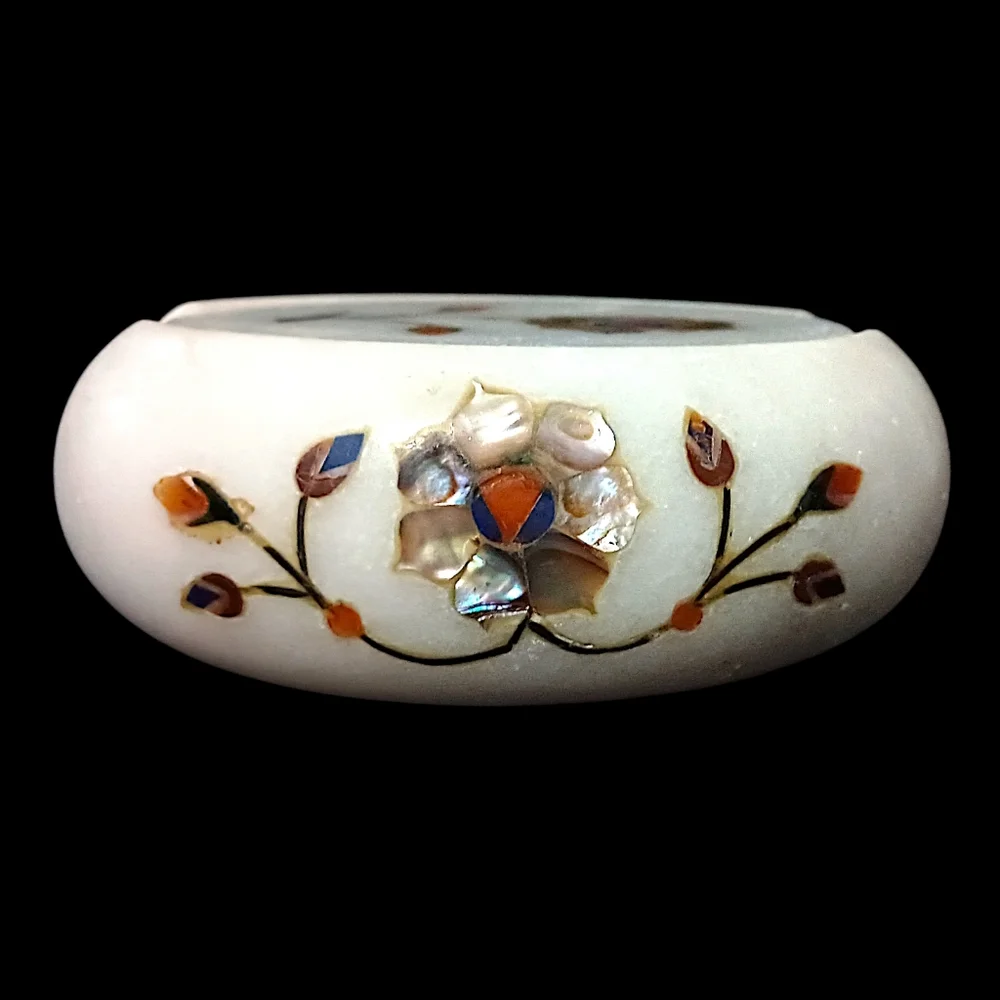 Pietra Dura Gemstone Marble Coasters Inlaid Floral Lapis Abalone‎ Semi Precious